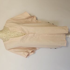 Denim & Co Linen Blend Pastel Pink Short Sleeve  High Low Top Size 2X Summer